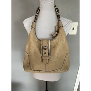 Vintage Coach Pebbled Leather Shoulder Bag M05S-5054 Beige Hobo Bag Purse EUC